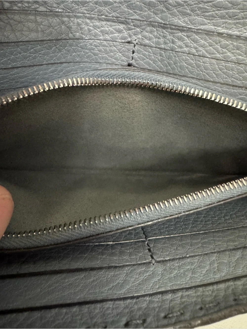 Fendi Gray-Blue Leather Selleria Wallet Full Set